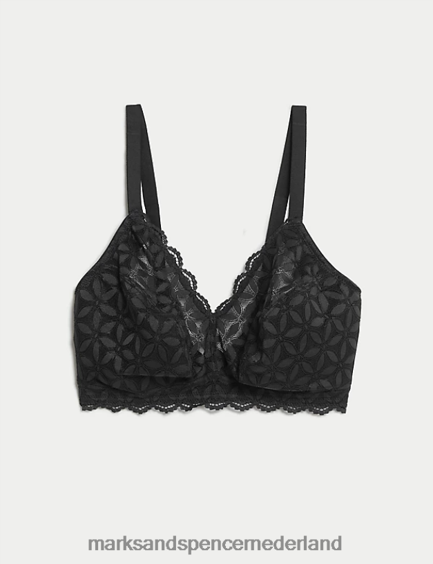 Marks & Spencer unisex niet-gevoerde bralette van kant zwart kleding N8VZP3787