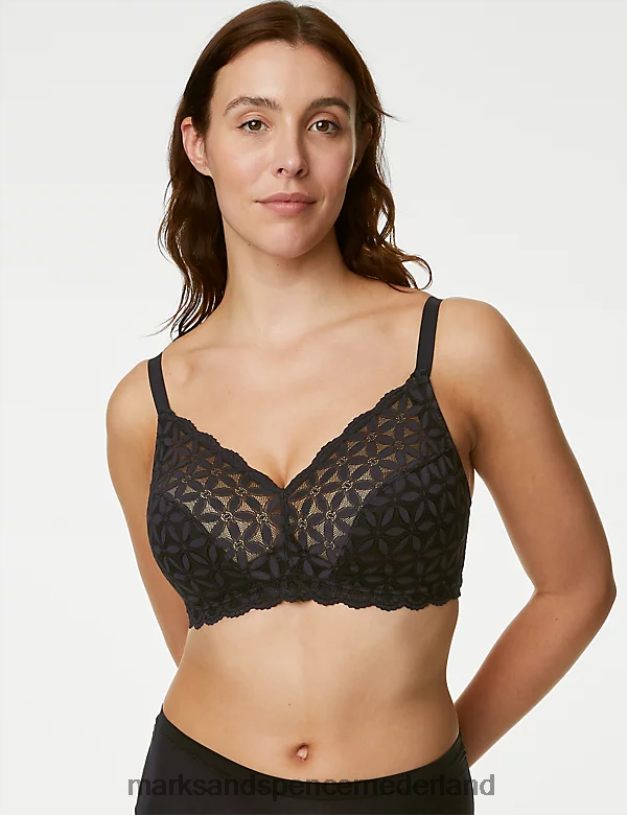Marks & Spencer unisex niet-gevoerde bralette van kant zwart kleding N8VZP3787