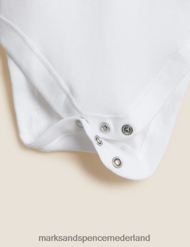 Marks & Spencer unisex 5 stuks puur katoenen bodysuits wit kleding N8VZP7436