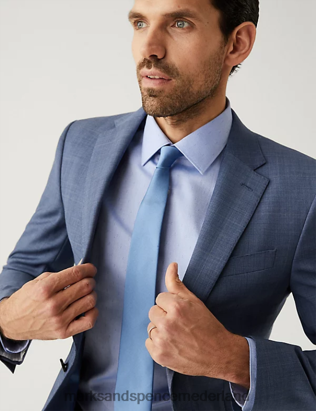 Marks & Spencer unisex Slim-fit geruit colbert van zuivere wol lichte luchtmacht kleding N8VZP5496