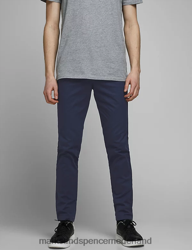 Marks & Spencer unisex 2 stuks slim-fit chino\'s steen/marine kleding N8VZP6281