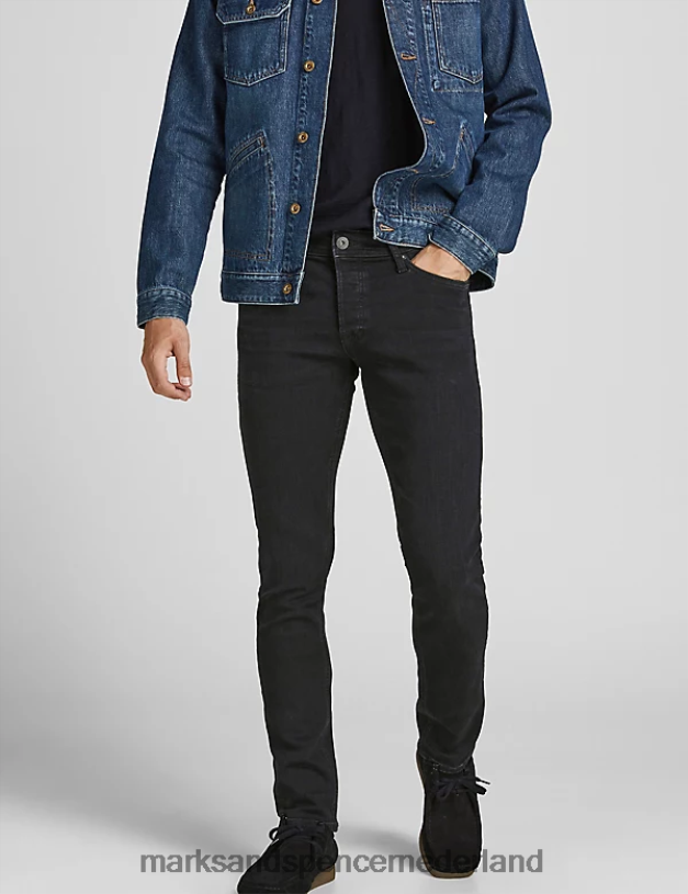 Marks & Spencer unisex Slim-fit jeans met 5 zakken zwarte denim kleding N8VZP7137