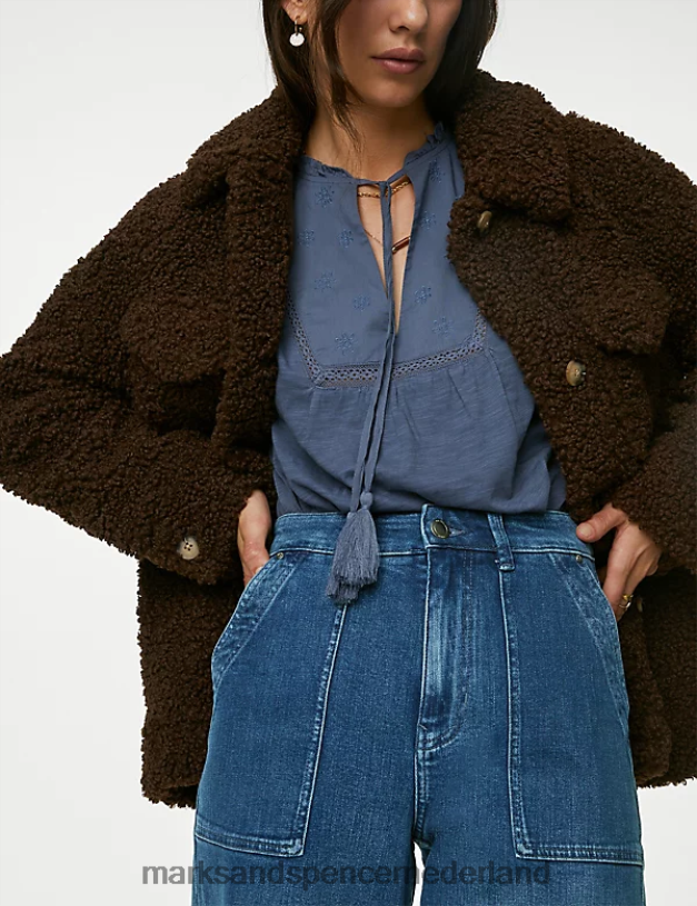 Marks & Spencer unisex jeans met hoge taille en wijde pijpen middelmatige indigo kleding N8VZP495