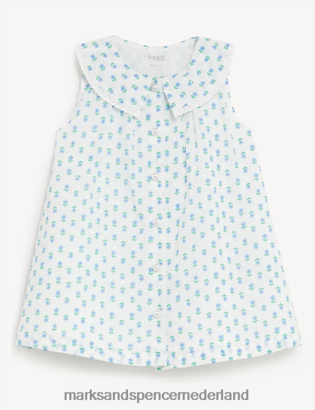 Marks & Spencer unisex bloemenjurk van zuiver katoen ivoor mix kleding N8VZP7777