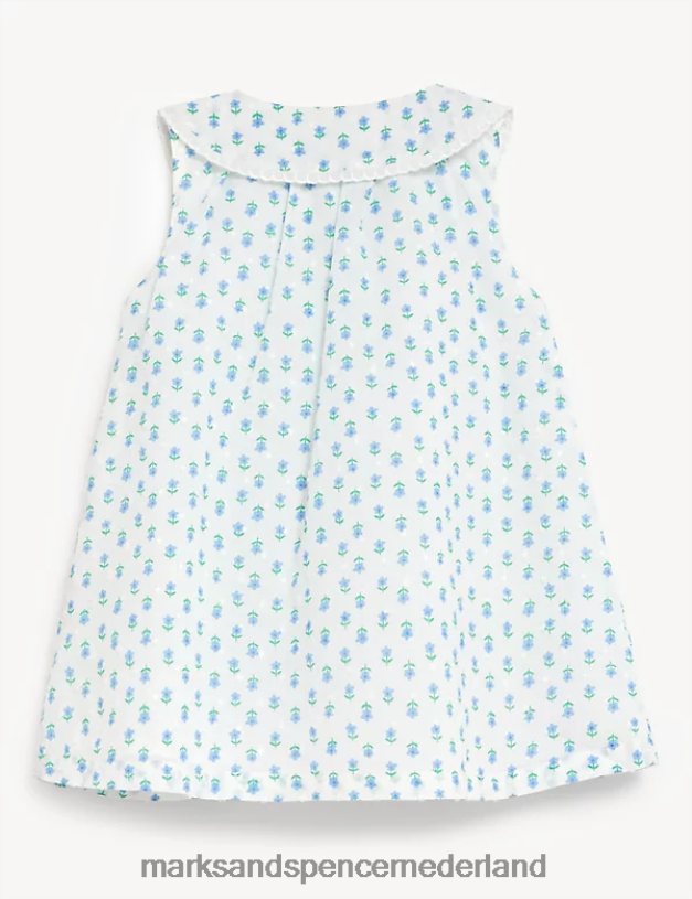 Marks & Spencer unisex bloemenjurk van zuiver katoen ivoor mix kleding N8VZP7777