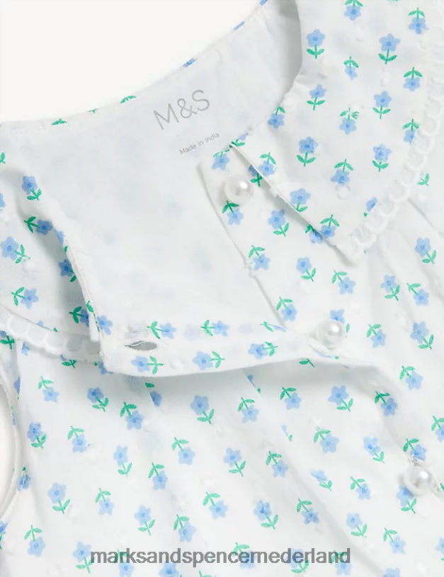 Marks & Spencer unisex bloemenjurk van zuiver katoen ivoor mix kleding N8VZP7777