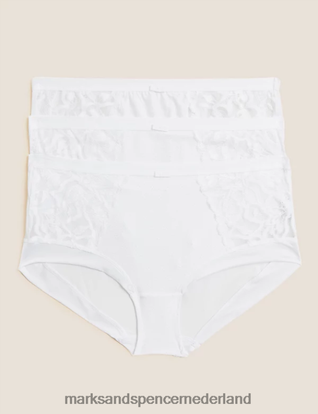 Marks & Spencer unisex 3 paar Wildblooms slipshorts met hoge taille wit kleding N8VZP4547