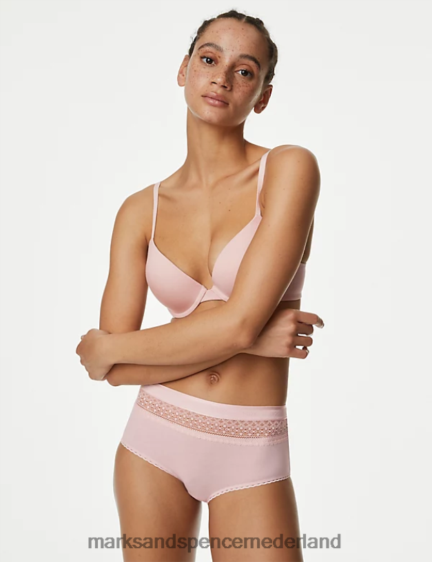 Marks & Spencer unisex 3 stuks katoenrijke shorts met hoge taille zacht roze kleding N8VZP4533