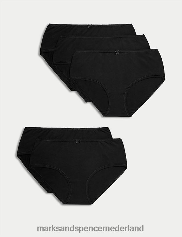 Marks & Spencer unisex 5 stuks katoenen lycra shorts met hoge taille zwart kleding N8VZP3706
