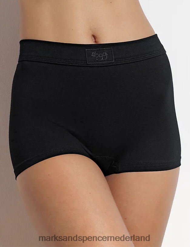 Marks & Spencer unisex Dubbel comfort katoenrijke short met hoge taille zwart kleding N8VZP3825
