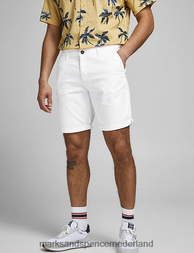 Marks & Spencer unisex chinoshort met normale pasvorm wit kleding N8VZP6691