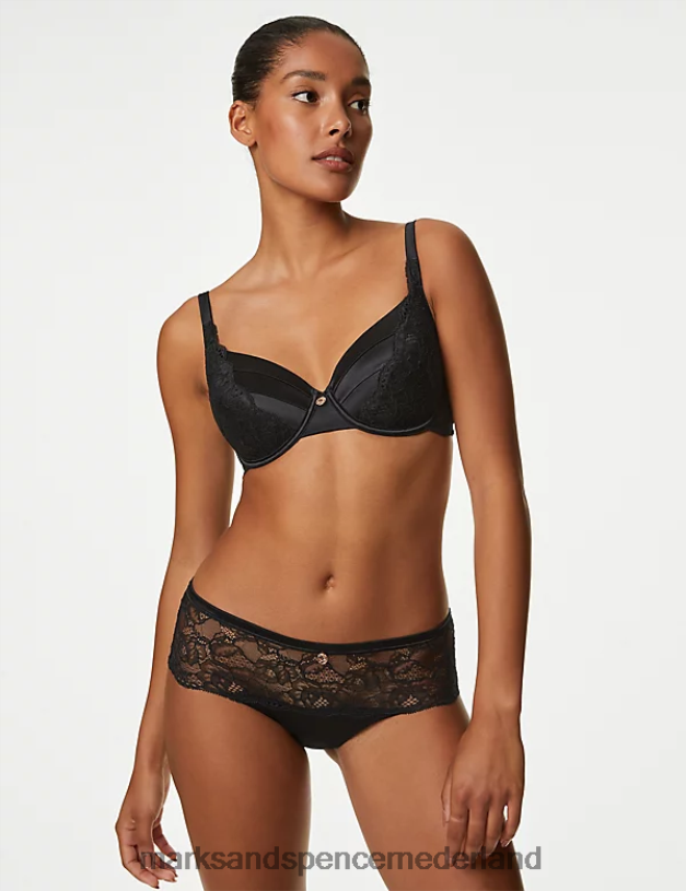 Marks & Spencer unisex kanten short met zijde zwart kleding N8VZP4508