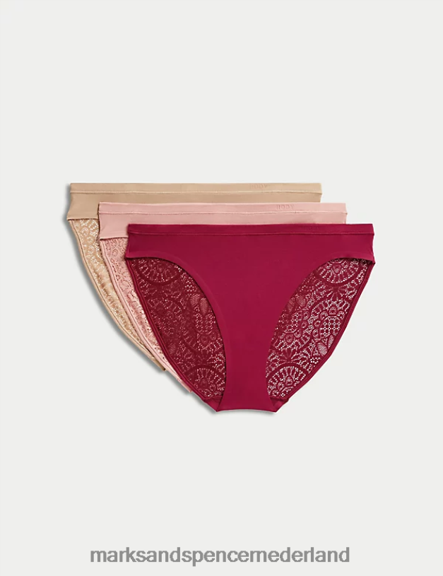 Marks & Spencer unisex 3-delige bodyzachte slip met hoge pijpen donkere framboos kleding N8VZP4373