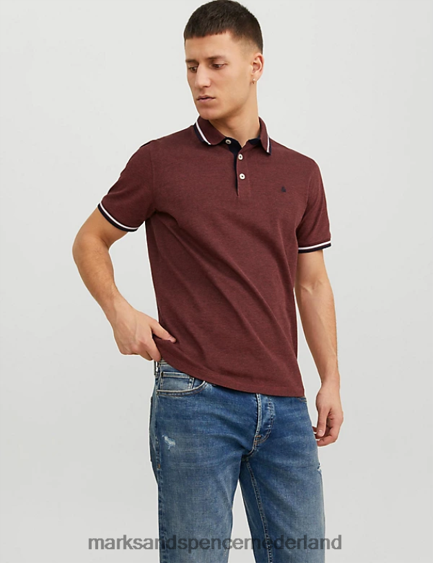 Marks & Spencer unisex Slim-fit poloshirt van puur katoen met een punt verbrande sinaasappel kleding N8VZP5234
