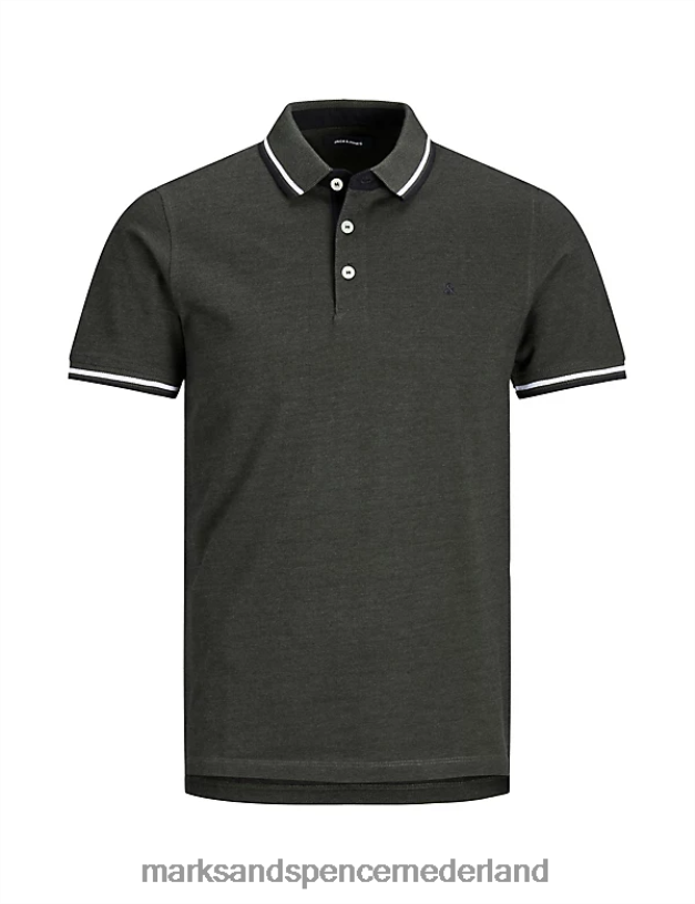 Marks & Spencer unisex poloshirt van puur katoen donkergroen kleding N8VZP5662