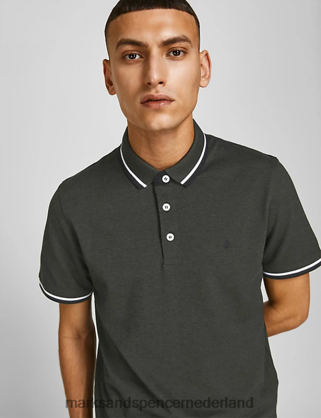 Marks & Spencer unisex poloshirt van puur katoen donkergroen kleding N8VZP5662