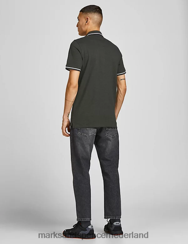 Marks & Spencer unisex poloshirt van puur katoen donkergroen kleding N8VZP5662