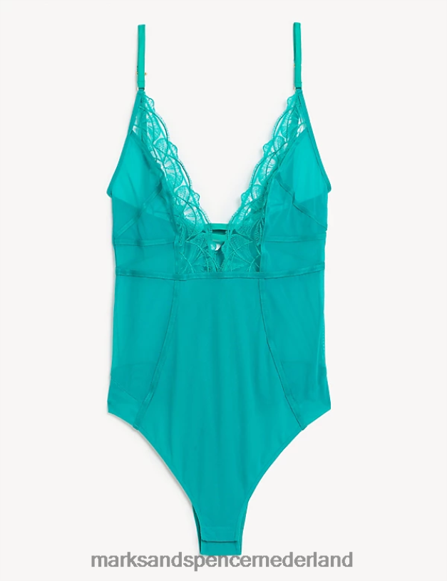 Marks & Spencer unisex Maya body van kant en mesh smaragd lingerie N8VZP4111