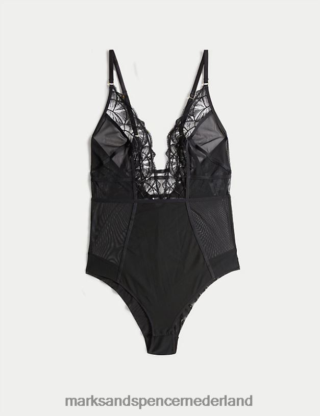 Marks & Spencer unisex Maya body van kant en mesh zwart lingerie N8VZP4540