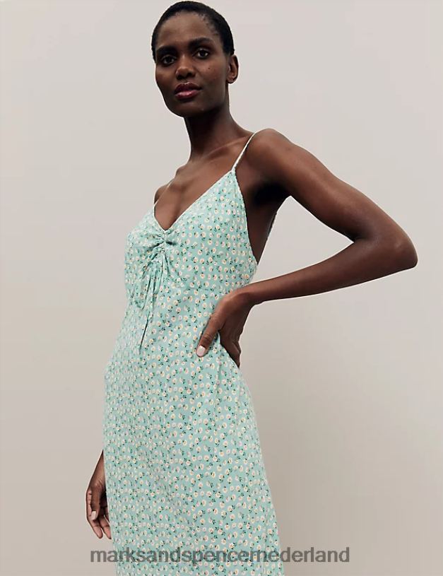 Marks & Spencer unisex chemise met bloemenprint blauwgroen mengsel lingerie N8VZP3576