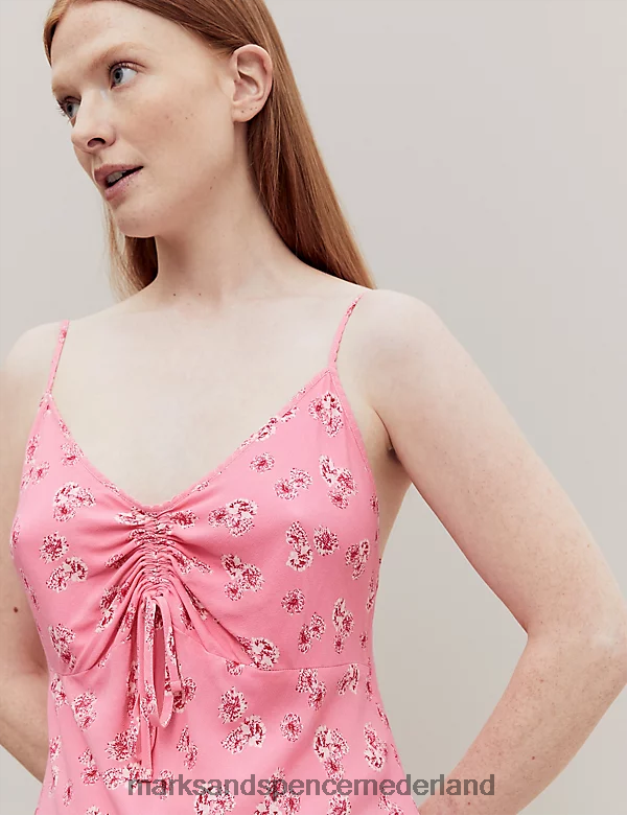 Marks & Spencer unisex chemise met bloemenprint roze mix lingerie N8VZP3551