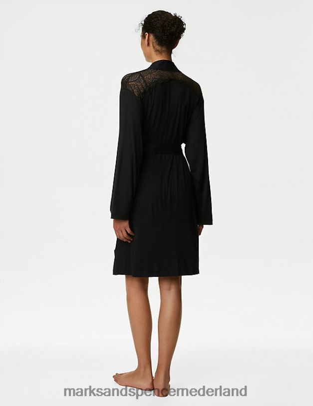 Marks & Spencer unisex body korte kamerjas met zacht kantdetail zwart lingerie N8VZP3461