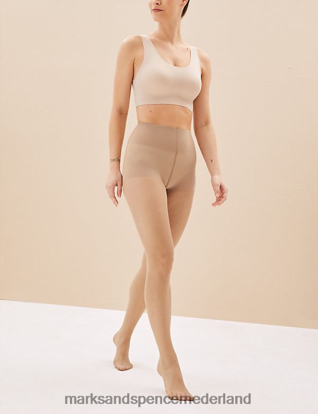 Marks & Spencer unisex 2 stuks flexifit 10 denier transparante panty met lichte controle bleek opaline lingerie N8VZP4456