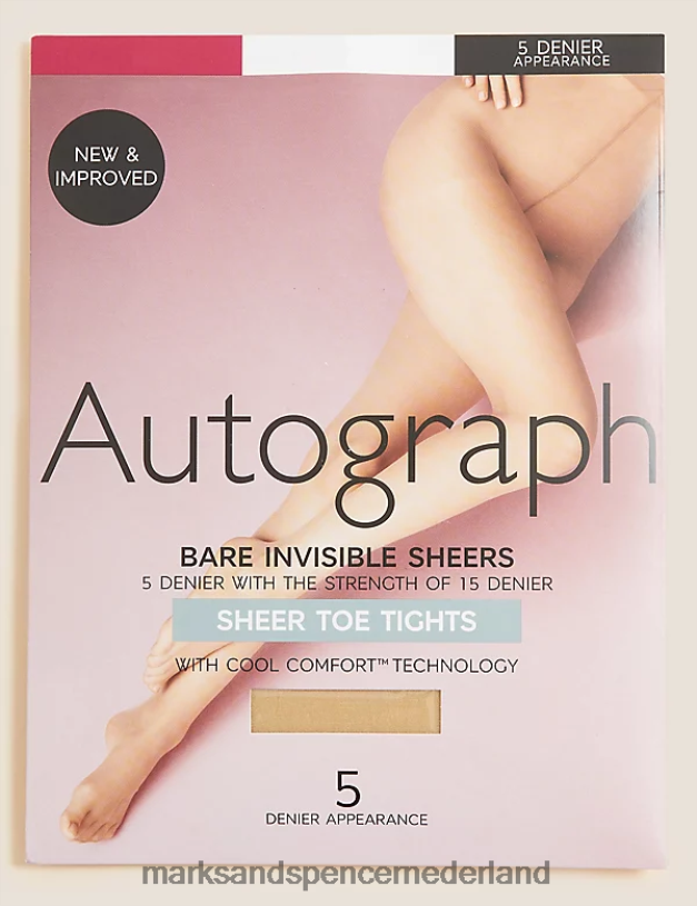 Marks & Spencer unisex 5 denier blote, onzichtbare panty met doorschijnende teen opaline lingerie N8VZP4397