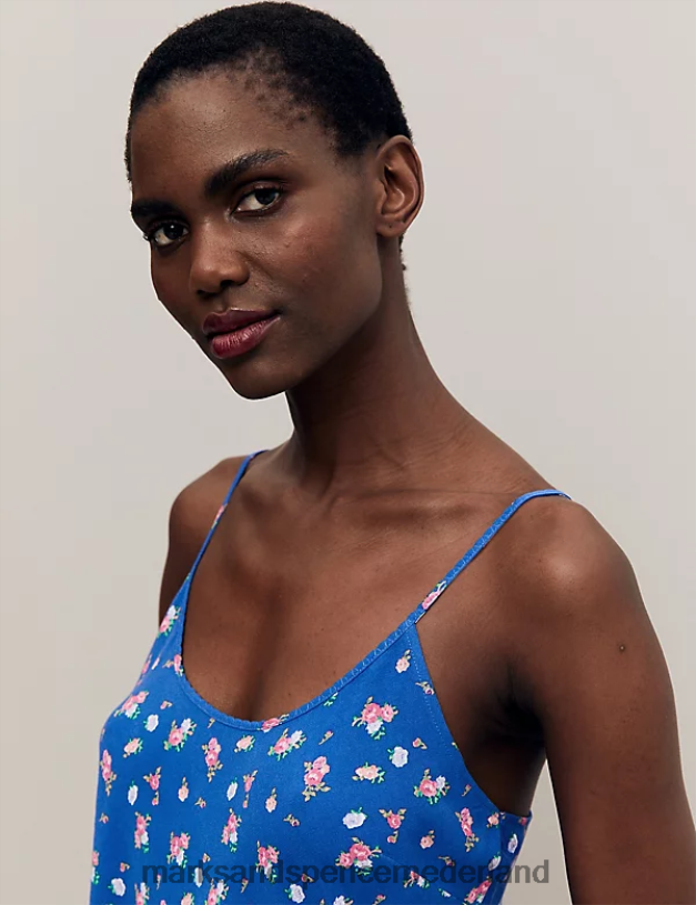Marks & Spencer unisex Cami-topje met bloemenprint blauw mengsel lingerie N8VZP3528