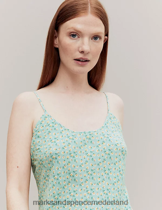 Marks & Spencer unisex Cami-topje met bloemenprint blauwgroen mengsel lingerie N8VZP3560