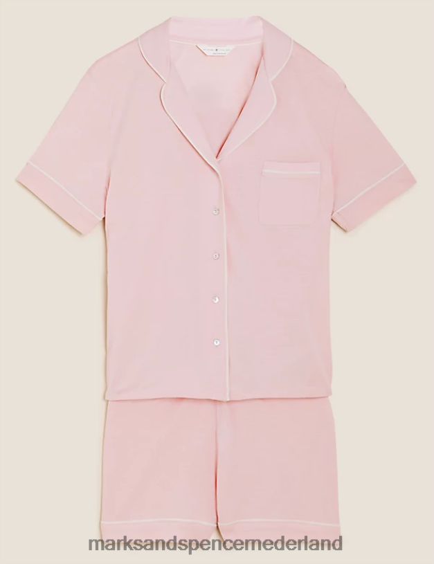 Marks & Spencer unisex Katoenen modal shortieset zacht roze lingerie N8VZP3542
