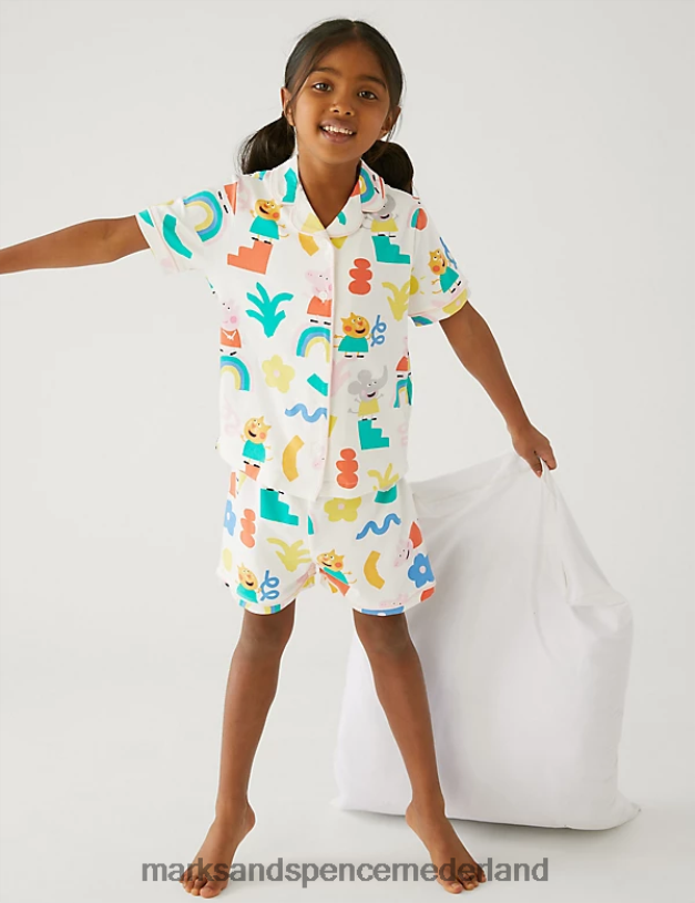 Marks & Spencer unisex Peppa Pig korte pyjamaset ivoor lingerie N8VZP9264