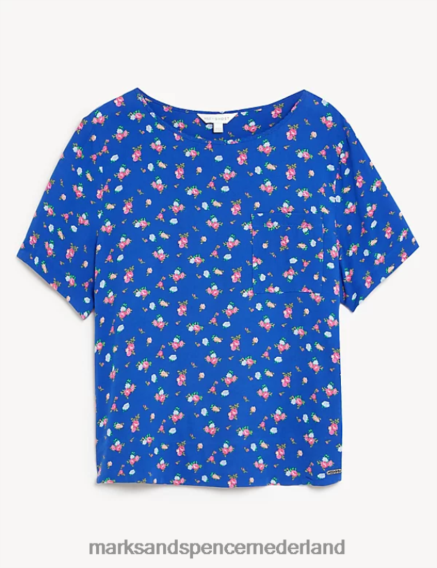 Marks & Spencer unisex Pyjamatopje met bloemenprint blauw mengsel lingerie N8VZP3563