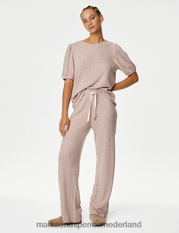 Marks & Spencer unisex Wafelpyjamabroek met wijde pijpen nootmuskaat lingerie N8VZP3428