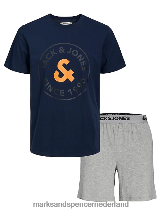 Marks & Spencer unisex katoenrijke pyjamaset met print marine lingerie N8VZP7211