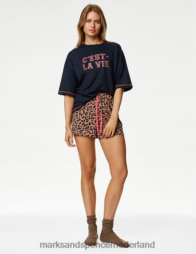 Marks & Spencer unisex korte dierenprint rijke barnsteen lingerie N8VZP3363