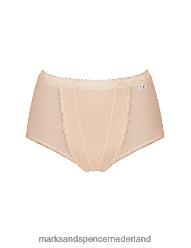 Marks & Spencer unisex 2 stuks maxi volledige slips met hoge taille beige lingerie N8VZP4265