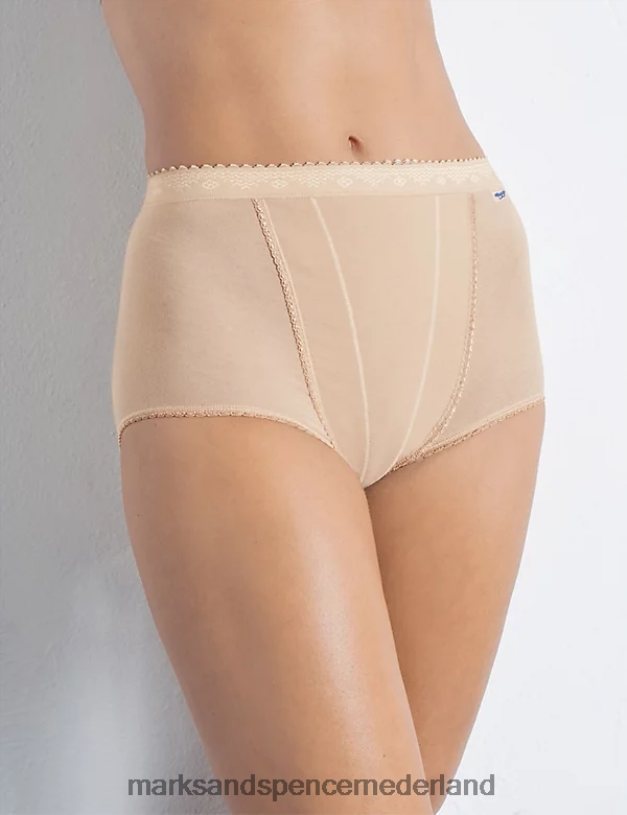 Marks & Spencer unisex 2 stuks maxi volledige slips met hoge taille beige lingerie N8VZP4265