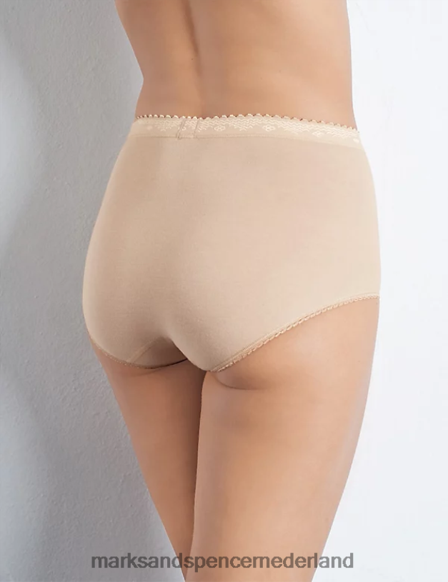 Marks & Spencer unisex 2 stuks maxi volledige slips met hoge taille beige lingerie N8VZP4265