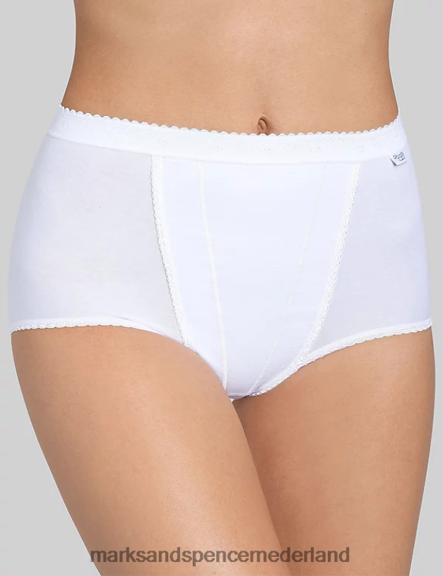 Marks & Spencer unisex 2 stuks maxi volledige slips met hoge taille wit lingerie N8VZP4264