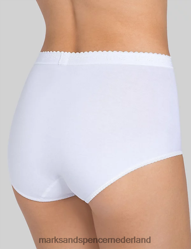 Marks & Spencer unisex 2 stuks maxi volledige slips met hoge taille wit lingerie N8VZP4264