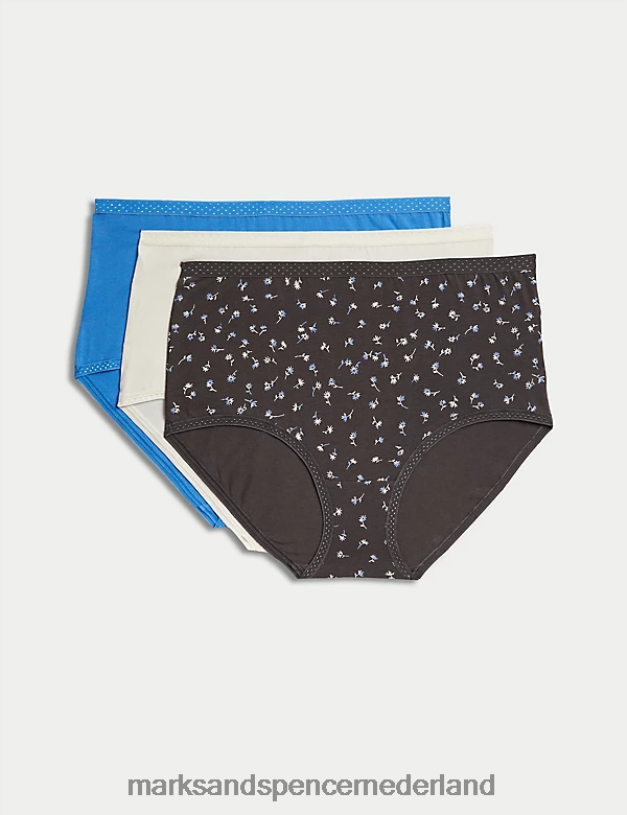 Marks & Spencer unisex 3 stuks katoenrijke volledige slips donker grijs lingerie N8VZP4771