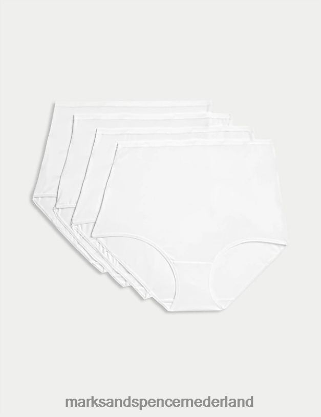Marks & Spencer unisex Volledige slip van microvezel, 4 stuks wit lingerie N8VZP3963