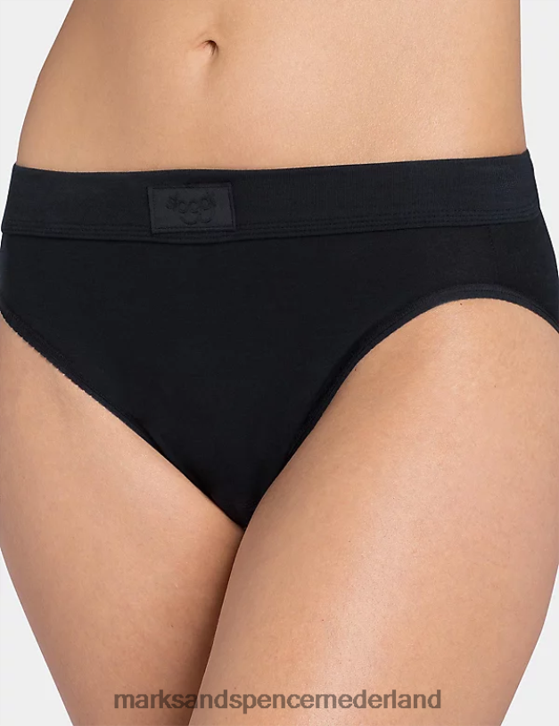 Marks & Spencer unisex dubbel comfort katoenrijke tai-slip zwart lingerie N8VZP4228