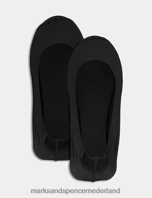 Marks & Spencer unisex 2 stuks ultralaag uitgesneden voetjes zwart lingerie N8VZP4707