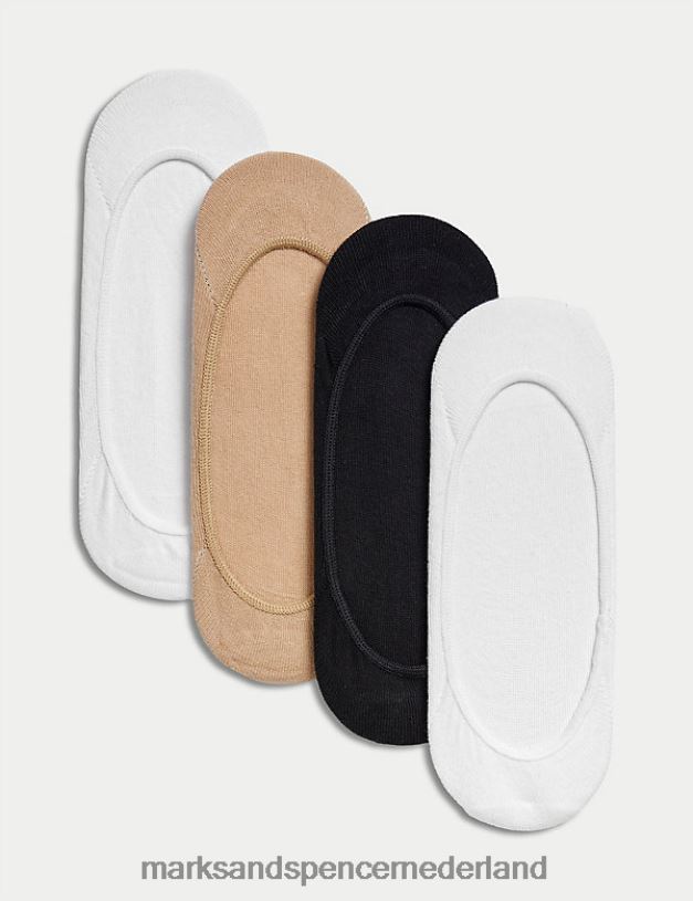 Marks & Spencer unisex 4 stuks laag uitgesneden voetjes witte mix lingerie N8VZP4637