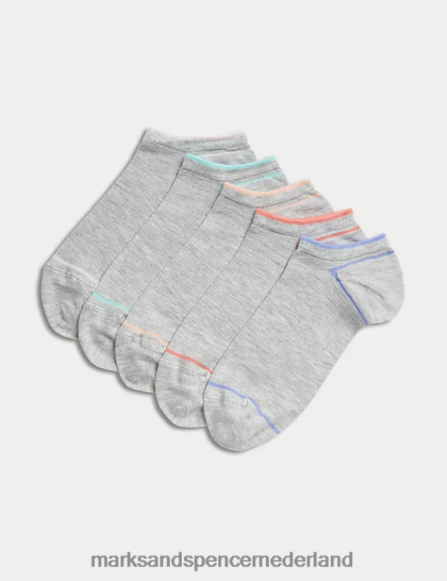 Marks & Spencer unisex 5 stuks heerlijk zachte sneakervoeringen grijze mix lingerie N8VZP4142