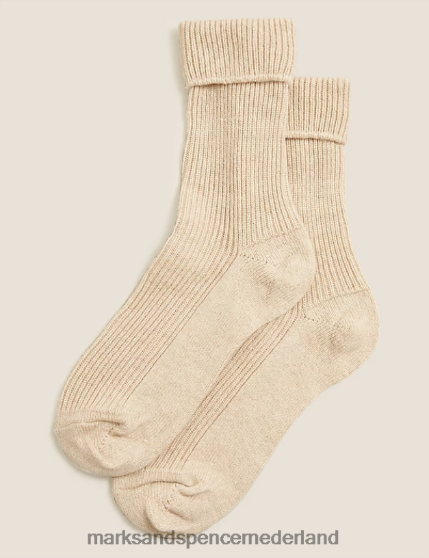 Marks & Spencer unisex pure kasjmier sokken lichte kameel lingerie N8VZP4859