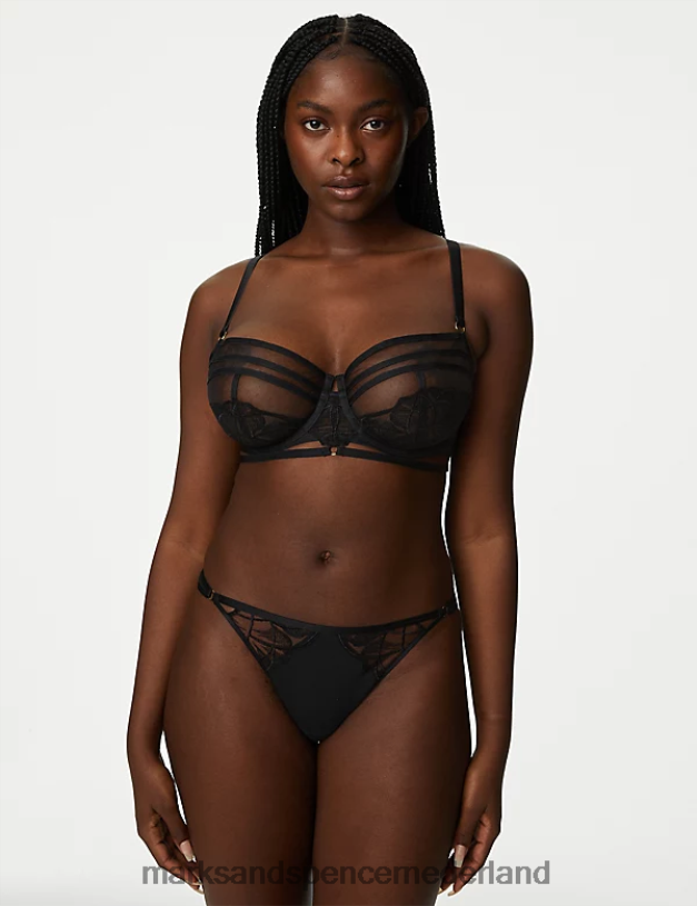 Marks & Spencer unisex Maya geborduurde string zwart lingerie N8VZP4483