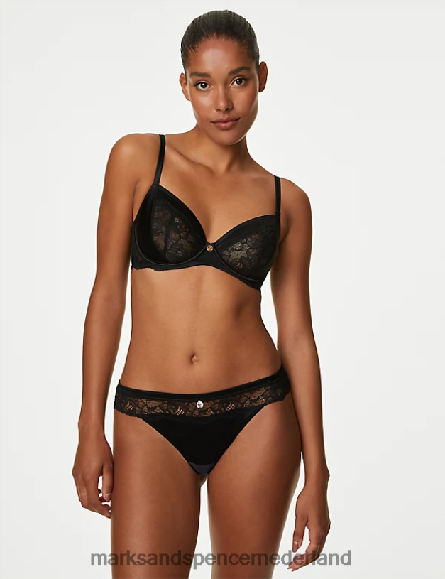 Marks & Spencer unisex zijden en kanten string zwart lingerie N8VZP4370